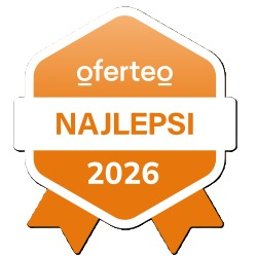 Agencja Innowacji sp. z o.o. - Pomarańczowa odznaka Oferteo 'Najlepsi 2026' z białym paskiem i rokiem. Grafika z wstążką, symbolizująca wyróżnienie w serwisie Oferteo.