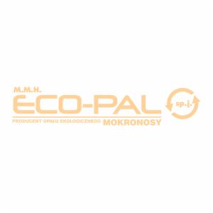 Logo firmy M.M.H. ECO-PAL, producenta opału ekologicznego z Mokronosa, w kolorze beżowym na białym tle.