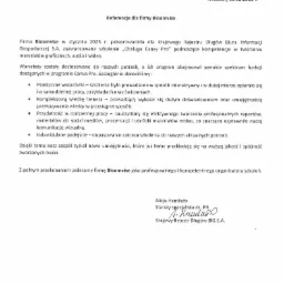 Skan referencji dla firmy Bloomvise, potwierdzający przeprowadzenie szkolenia z obsługi Canva Pro, wystawione przez Krajowy Rejestr Długów, datowane na 10.02.2025.