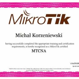 Certyfikat Mikrotik MTCNA