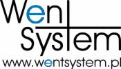 Logo firmy Went System z niebieskim napisem 'Wen' i czarnym 'System' oraz adresem strony internetowej wentystem.pl pod spodem.
