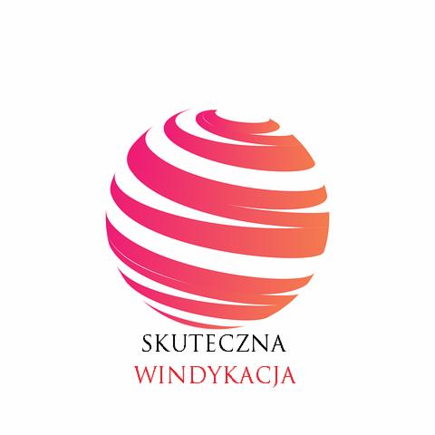 Logo firmy z gradientową kulą w odcieniach różu i pomarańczy oraz napisem 'SKUTECZNA WINDYKACJA' poniżej.