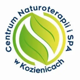 Logo Centrum Naturoterapii i SPA w Kozienicach z dwoma zielonymi liśćmi w okręgu.