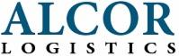 Logo firmy ALCOR Logistics w odcieniach niebieskiego, z nazwą firmy w dwóch wierszach, na białym tle.