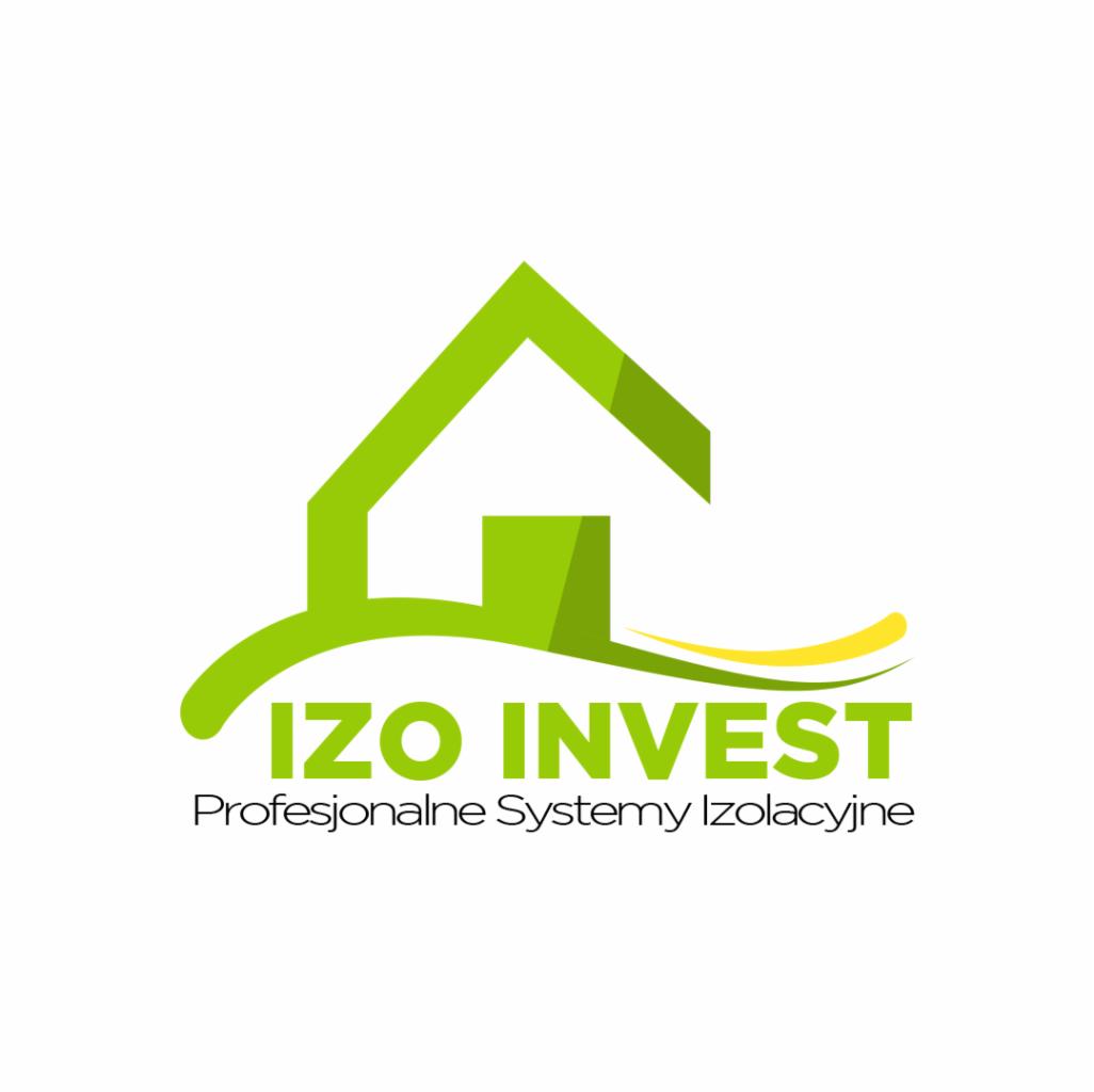 Logo firmy IZO INVEST z zielonym symbolem domu i napisem Profesjonalne Systemy Izolacyjne.