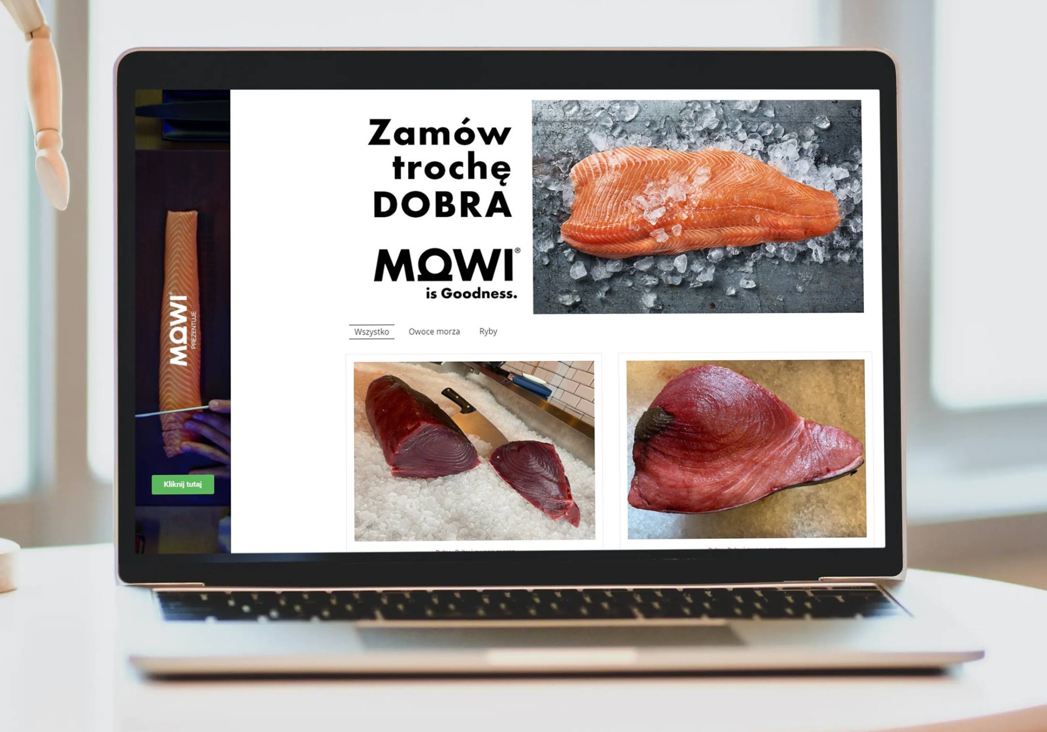 Współpraca z MOWI i ich wtyczką reklamową dla sklepu Smaki Premium.