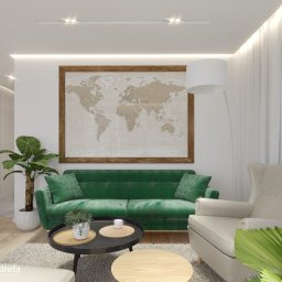 Mieszkanie 04 - salon z zieloną sofą