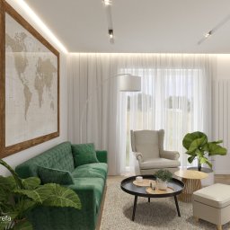 Mieszkanie 04 - salon  z zieloną sofą