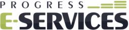 Logo firmy Progress E-Services z zielonym akcentem w literze 'E' i trzema poziomymi kreskami w prawym górnym rogu.