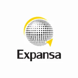 Logo firmy Expansa: kropkowana kula z żółtym łukiem i strzałką, czarny napis 'Expansa' poniżej.