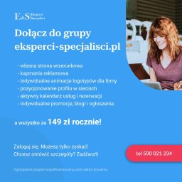 Dołącz do największej grupy ekspertów i specjalistów, skorzystaj z wielu możliwości systemu i pozyskaj nowych klientów www.eksperci-specjalisci.pl