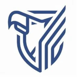 Stylizowany, minimalistyczny logotyp przedstawiający głowę orła wkomponowaną w tarczę. Użyto koloru niebieskiego na białym tle, tworząc nowoczesny i profesjonalny wygląd.