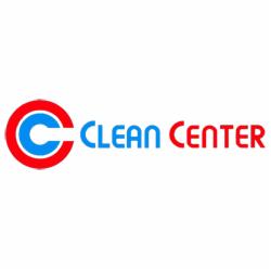 Logo Clean Center: czerwono-niebieski okrąg z literą C i niebieski napis Clean oraz czerwony napis Center na białym tle.