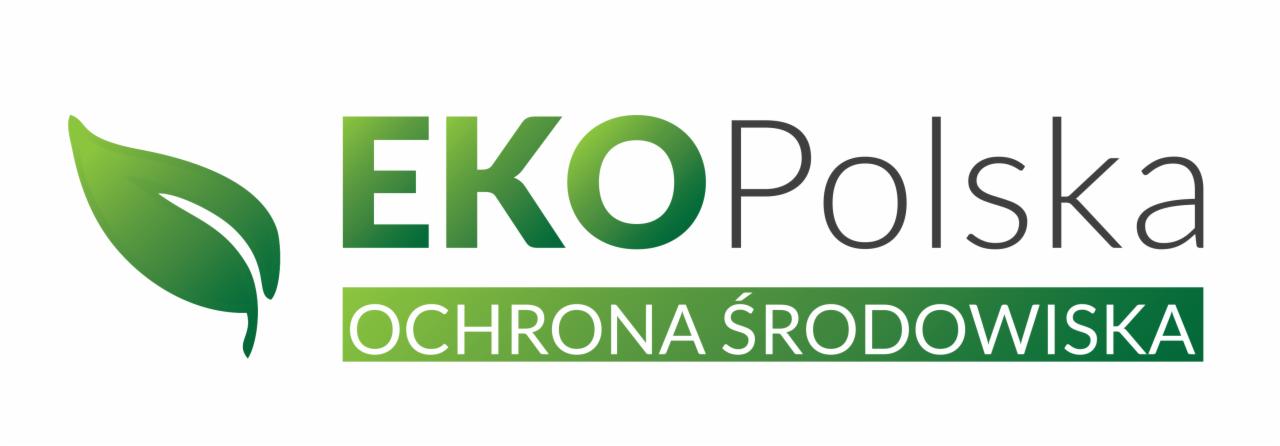 Logo firmy EKO Polska Ochrona Środowiska z zielonym liściem po lewej stronie.