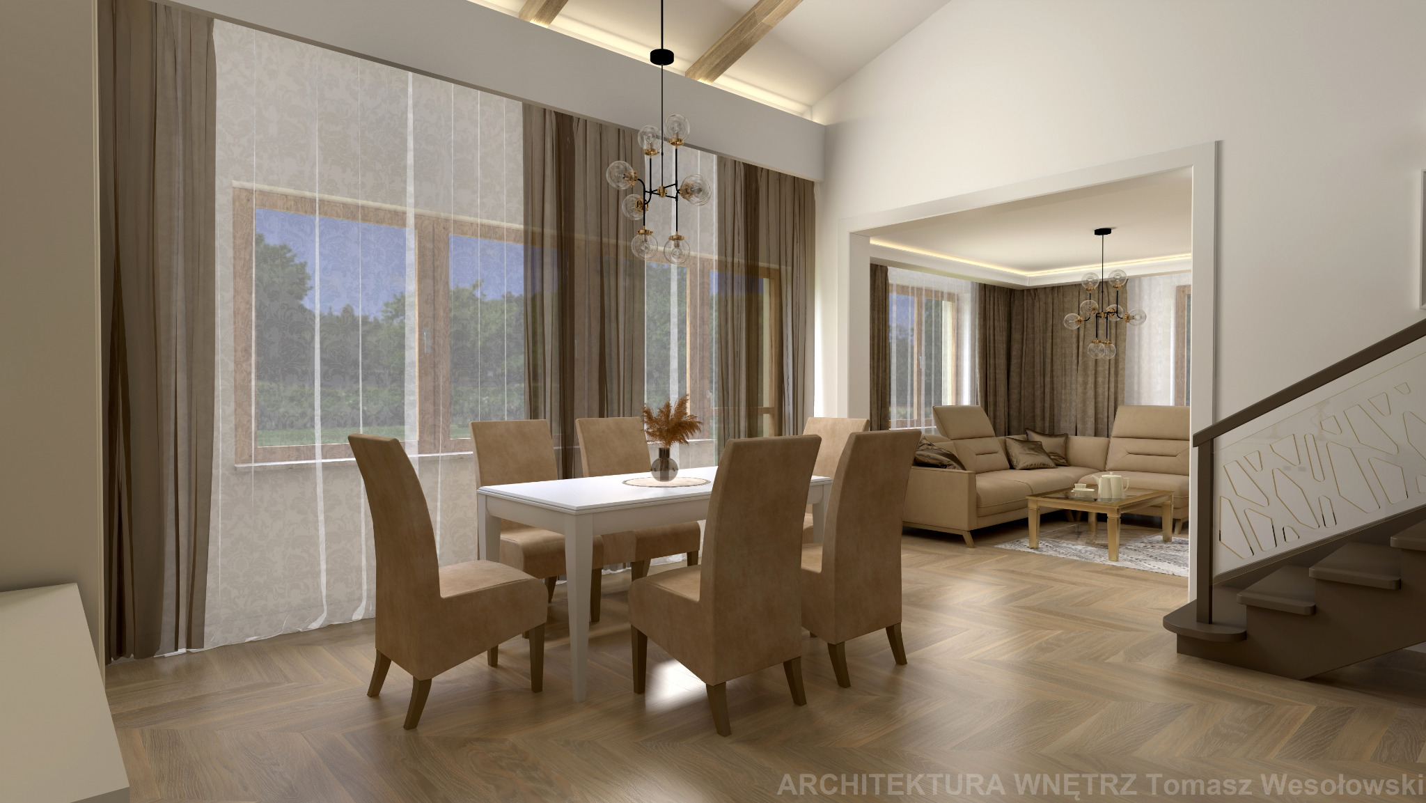 JADALNIA i Salon w stylu Modern Art Deco