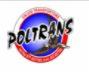 Logo firmy Poltrans na białym tle, okrągły emblemat z niebieskim gradientem i grafiką maszyny budowlanej w centrum.