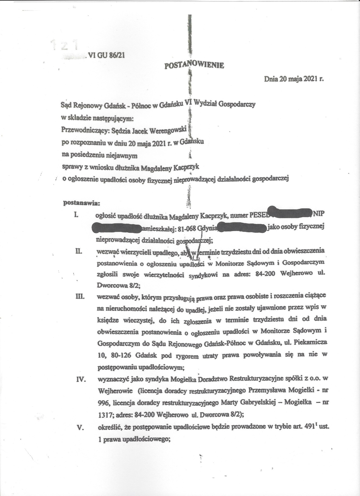 Kolejna ogłoszona upadłość konsumencka Kancelaria Prawa Upadłościowego KPU