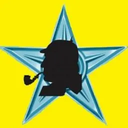 Stylizowana sylwetka mężczyzny z fajką w kapeluszu na tle błękitnej gwiazdy, logo firmy z Wałbrzycha.