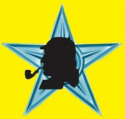 Stylizowana sylwetka mężczyzny z fajką w kapeluszu na tle błękitnej gwiazdy, logo firmy z Wałbrzycha.