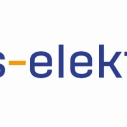Logo firmy ms-elektro, niebieski napis na białym tle z pomarańczową kreską.