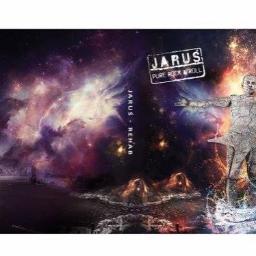 Letcom Tomasz Kubiak - Okładka albumu muzycznego 'JARUS - REHAB' z listą utworów, przedstawiająca sceny z zamieszek i kosmiczne krajobrazy.