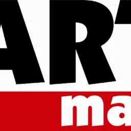 Czarne litery 'ART' nad czerwonym prostokątem z białym napisem 'max'.