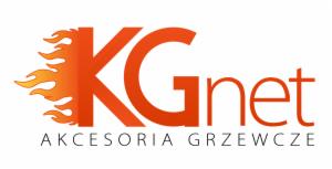 Pomarańczowe logo KGnet z płomieniami po lewej stronie, pod spodem napis 'AKCESORIA GRZEWCZE'.