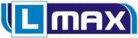 Logo 'L MAX' z niebieskim tłem i białymi literami, z zaokrąglonymi narożnikami i gradientem.