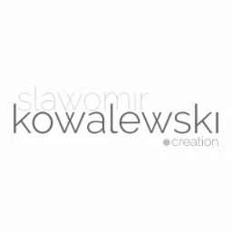 Logo firmy fotograficznej 'Sławomir Kowalewski creation' z Szamotuł, w odcieniach szarości, na białym tle.