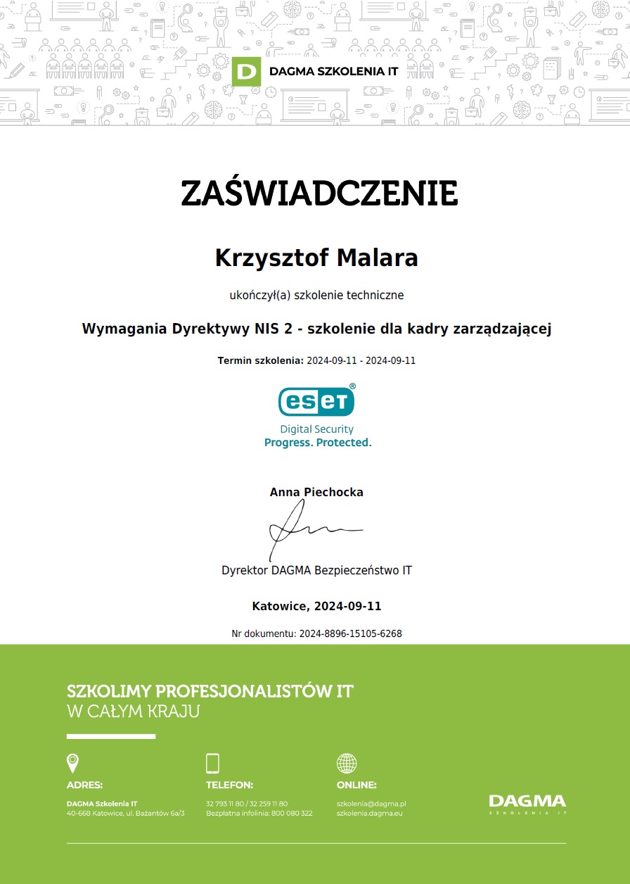 Wymagania Dydektywy NIS 2