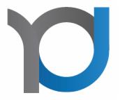 Abstrakcyjne logo firmy: szary pionowy element połączony z niebieskim okręgiem, tworzące unikalny symbol.