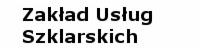 Białe tło z czarnym tekstem: Zakład Usług Szklarskich.