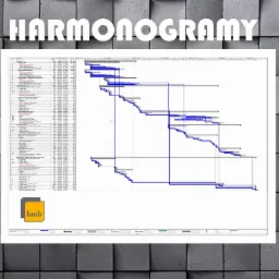 Diagram Gantta z harmonogramem budowy, z logo firmy 'bmb' w lewym dolnym rogu.