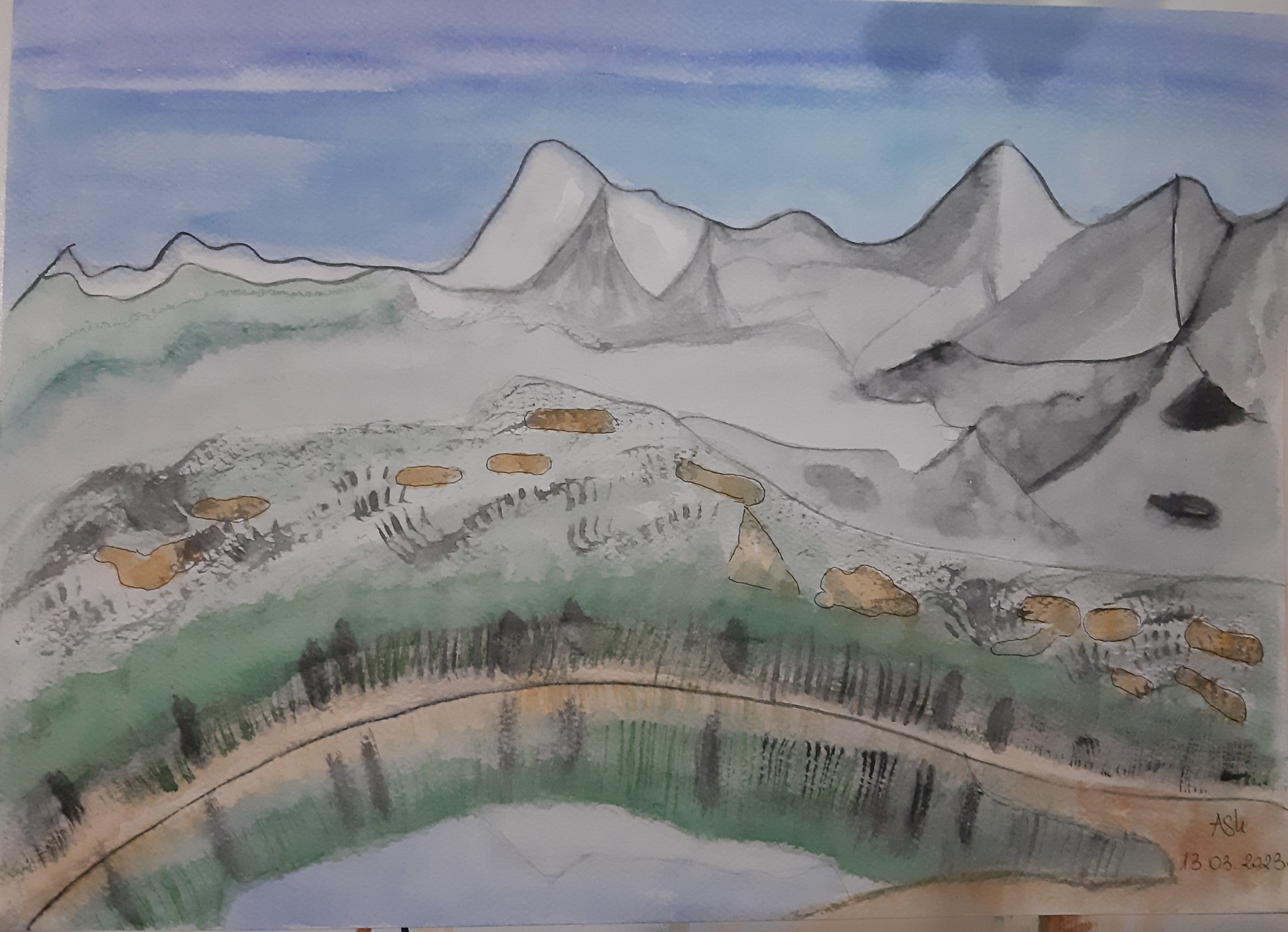 Hala Gąsienicowa. 30x40 Akwarela