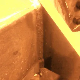 Szczegółowe ujęcie świeżo wykonanego spoiny łączącej elementy stalowej konstrukcji, widoczne ślady obróbki termicznej i mocowania śrubowe.