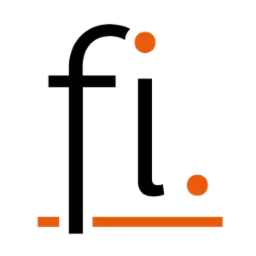 Abstrakcyjne logo w kolorze pomarańczowym na czarnym tle, składające się z dwóch okręgów i dwóch poziomych linii.