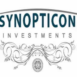 Logo firmy Synopticon Investments z motywem skrzydeł i ornamentami.