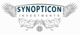 Logo firmy Synopticon Investments z motywem skrzydeł i ornamentami.