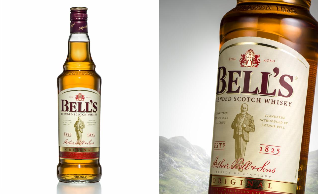 Packshot/zdjęcie reklamowe butelki whisky Bell's