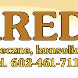 Grafika reklamowa kredytów hipotecznych, konsolidacyjnych i chwilówek z numerami telefonu i złotą monetą z napisem 'Jeden Kozik'.