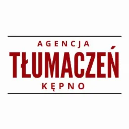 Logo Agencji Tłumaczeń Kępno w kolorze ciemnoczerwonym, umieszczone pomiędzy dwiema czarnymi liniami poziomymi.