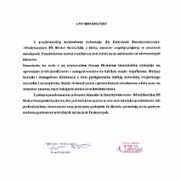 Skan listu referencyjnego firmy Scarnet Sp. z o.o. dla Kancelarii Detektywistyczno-Windykacyjnej MS Michał Starzyński, z podpisami Prezesa Zarządu Pawła Sobótki i Członka Zarządu Michaliny Sobótki,...