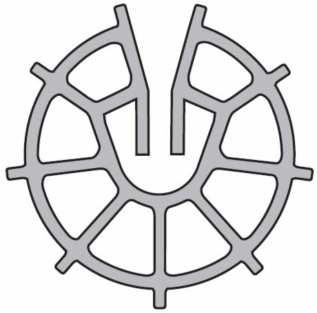 Szary, plastikowy dystans do zbrojenia o okrągłym kształcie z przerwą, oferowany w Modlnicy.