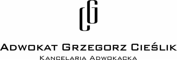 Logo Kancelarii Adwokackiej Grzegorz Cieślik z inicjałami CG w górnej części.