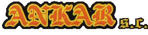 Logo firmy ANKAR s.c. w kolorze pomarańczowo-złotym na czarnym tle, z napisem oznaczającym kompleksowe remonty mieszkań.