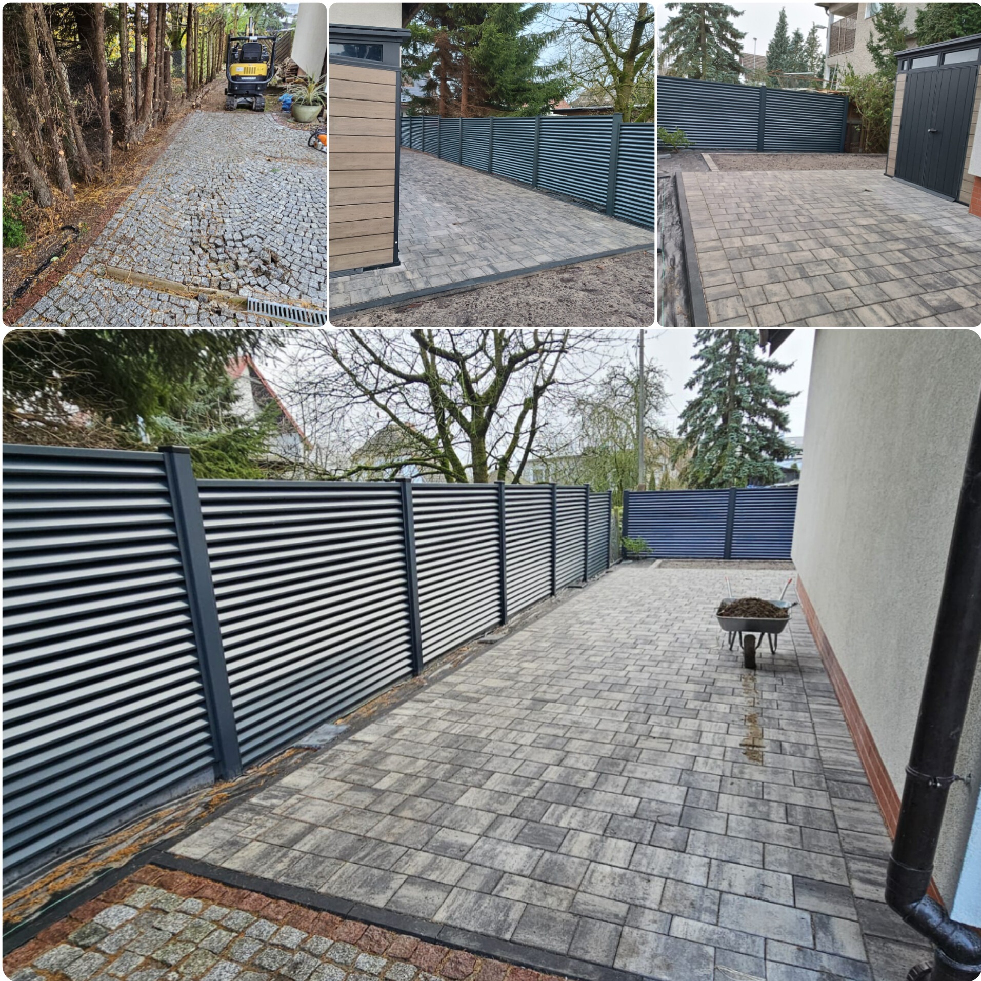 Wykonanie pracy brukarskich wraz z montażem ogrodzenia i małej architektury.