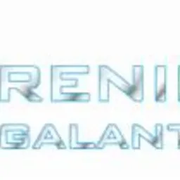 Logo firmy Renifer Galanteria z geometrycznym symbolem po lewej stronie, w kolorystyce srebrno-błękitnej z efektem 3D.