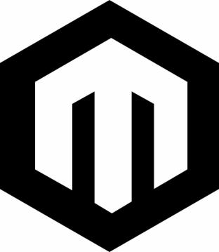 Czarno-białe logo w kształcie heksagonu z abstrakcyjną literą M wewnątrz, przypominającą trójwymiarową strukturę.
