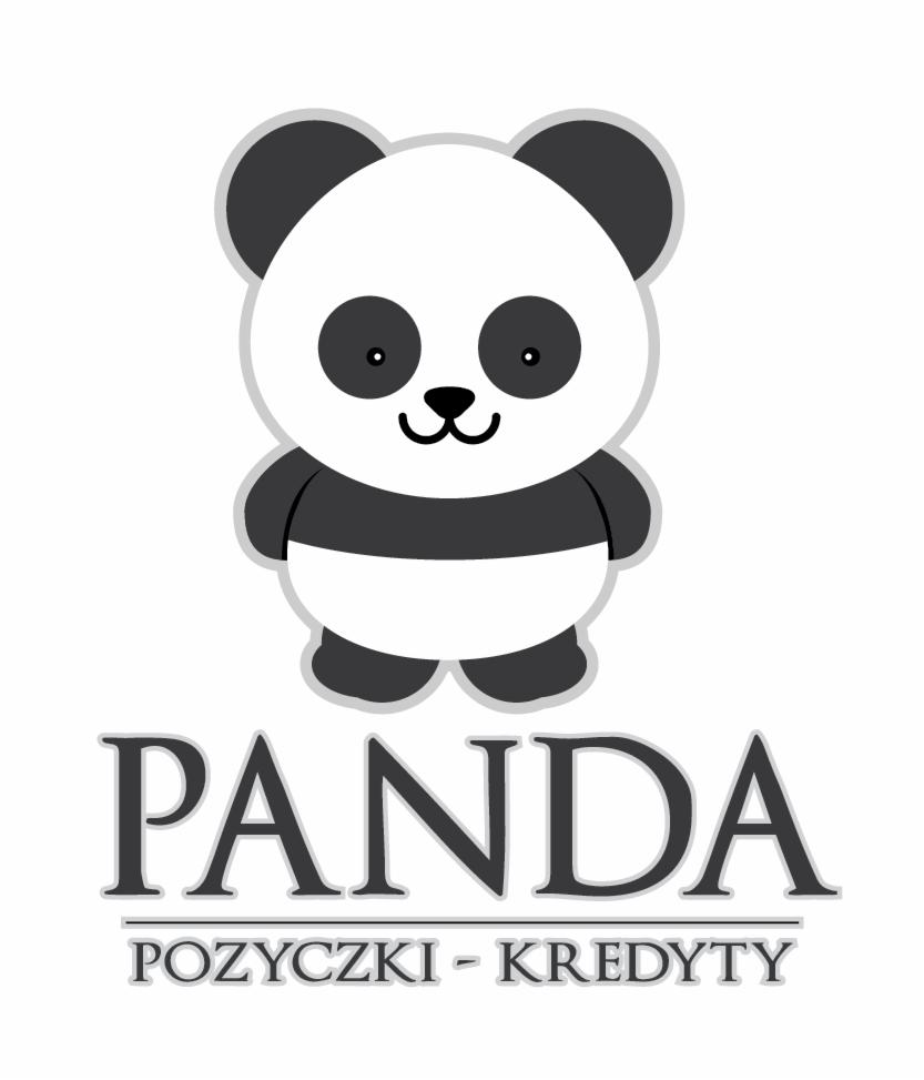 Logo firmy pożyczkowej: stylizowana panda z napisem 'PANDA POŻYCZKI - KREDYTY'.
