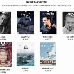 Kolekcja okładek różnych magazynów z różnorodną tematyką, w tym podróżniczą, kulinarną i lifestyle'ową, prezentowanych na stronie internetowej.